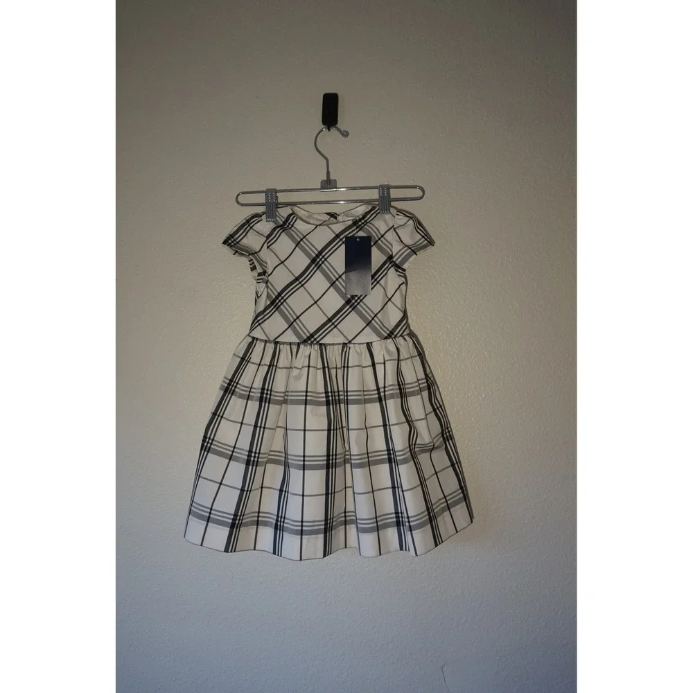 Polo Ralph Lauren Plaid Dress Toddler Girl Preppy Classic White Black 24M NWT
